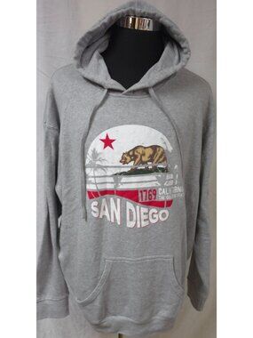 San Diego California Golden State Flag Mens 2XL Gray Hoodie Point Sportswear